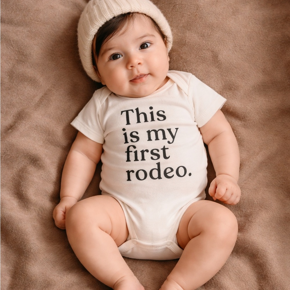 NWT Gladfolk “This Is My First Rodeo” Onesie 3–6M | Organic Cotton